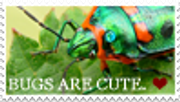 a stamp with text: bugs are cute